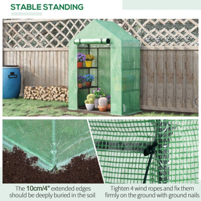 Outsunny Greenhouse for Outdoor Portable Gardening Plant Grow House Green - 5