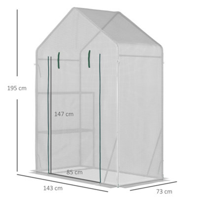 Outsunny Greenhouse for Outdoor, Portable Gardening Plant Grow House with Shelf 143L x 73W