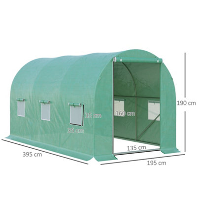 Outsunny Greenhouse Polytunnel Walk-in Flower Plant Steel 4 x 2 M Outdoor - 3