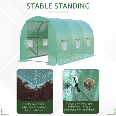 Outsunny Greenhouse Polytunnel Walk-in Flower Plant Steel 4 x 2 M Outdoor - 4