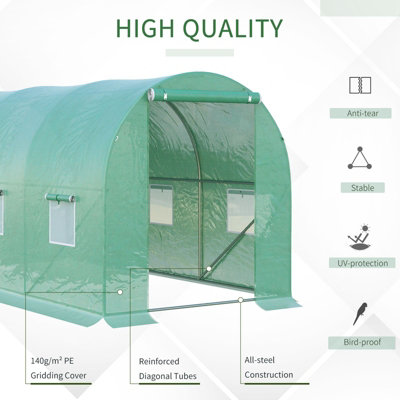 Outsunny Greenhouse Polytunnel Walk-in Flower Plant Steel 4 x 2 M Outdoor - 5