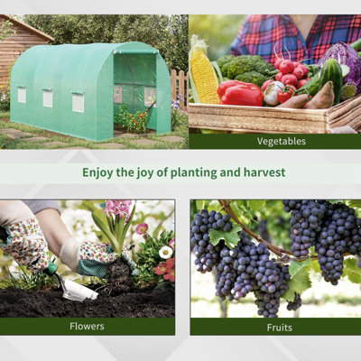 Outsunny Greenhouse Polytunnel Walk-in Flower Plant Steel 4 x 2 M Outdoor - 8