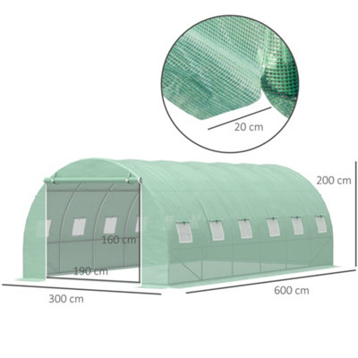 Outsunny Greenhouse Polytunnel Walk-in Flower Plant Steel 6 x 3 M Outdoor - 3