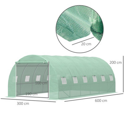 Outsunny Greenhouse Polytunnel Walk-in Flower Plant Steel 6 x 3 M Outdoor