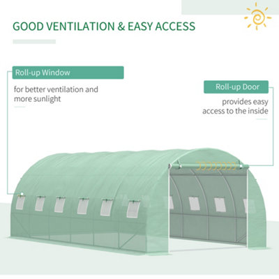 Outsunny Greenhouse Polytunnel Walk-in Flower Plant Steel 6 x 3 M Outdoor - 5
