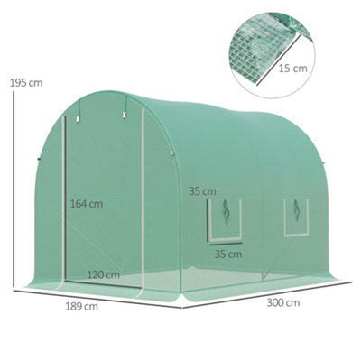 Outsunny Greenhouse Polytunnel Walk-in Grow Plant Steel 3 x 2 M Outdoor - 3