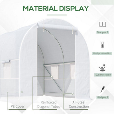 Outsunny Greenhouse Solid Frame Walk-in Garden Grow Large Insect Poly Tunnel - 4