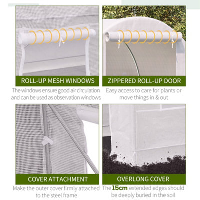 Outsunny Greenhouse Solid Frame Walk-in Garden Grow Large Insect Poly Tunnel - 5