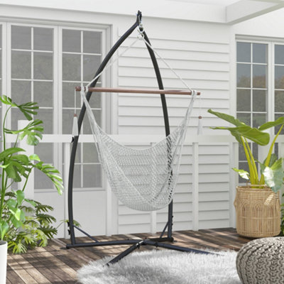Outsunny Hammock Chair Stand, C Shape Hanging Heavy Duty Metal Frame Hammock Stand For Hanging Hammock Air Porch Swing~1knilfqdo5g01