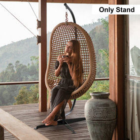 Outsunny Hammock Chair Stand Only Heavy Duty Metal C-Stand Indoor or Outdoor