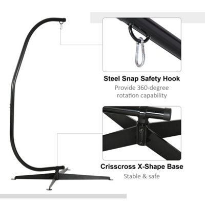 Outsunny Hammock Chair Stand Only Heavy Duty Metal C-Stand Indoor or Outdoor - 6