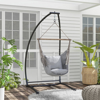 Outsunny Hammock Chair Stand with Metal Frame C Shape Hammock Stand Only Black DIY at B Q