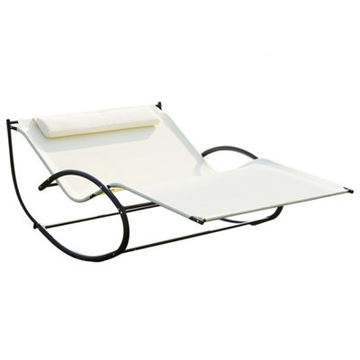 Outsunny Hammock Chair Sun Bed Rock Seat w/ Metal Texteline Cream