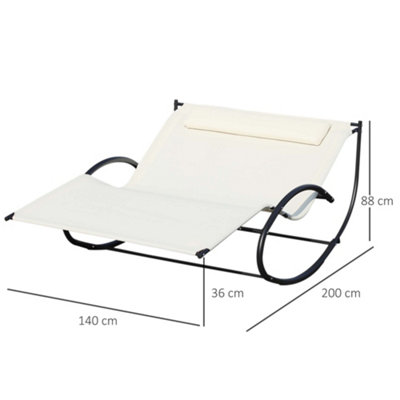 Outsunny Hammock Chair Sun Bed Rock Seat w/ Metal Texteline Cream - 3