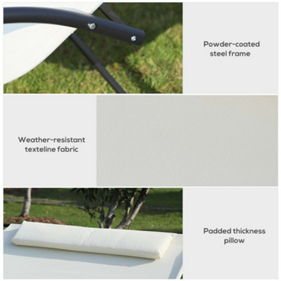 Outsunny Hammock Chair Sun Bed Rock Seat w/ Metal Texteline Cream - 4