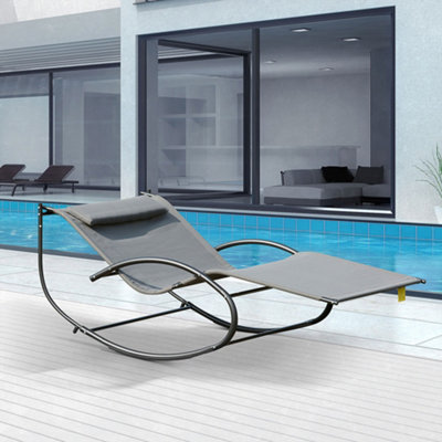 Outsunny Hammock Chair Sun Bed Rock Seat w/ Metal Texteline Grey