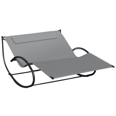 Outsunny Hammock Chair Sun Bed Rock Seat w/ Metal Texteline Grey