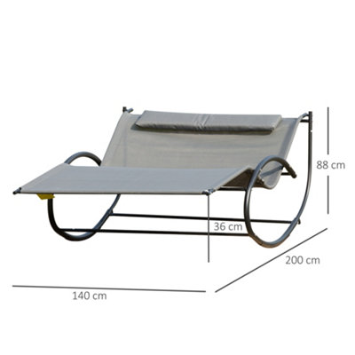 Outsunny Hammock Chair Sun Bed Rock Seat w/ Metal Texteline Grey - 3