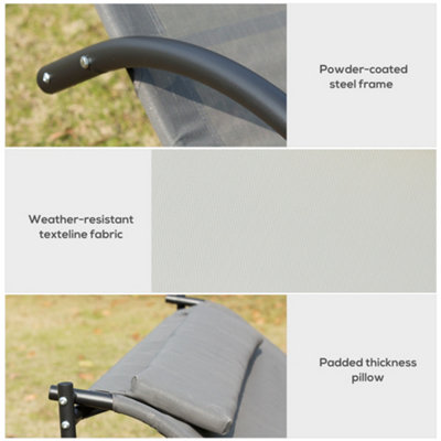 Outsunny Hammock Chair Sun Bed Rock Seat w/ Metal Texteline Grey - 7