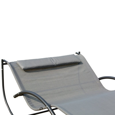 Outsunny Hammock Chair Sun Bed Rock Seat w/ Metal Texteline Grey - 5