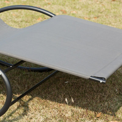 Outsunny Hammock Chair Sun Bed Rock Seat w/ Metal Texteline Grey - 9