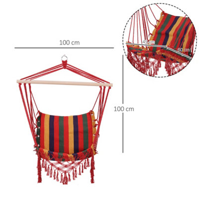 Outsunny Hammock Chair Swing Colourful Striped Seat Porch Indoor Outdoor Hanging - 3