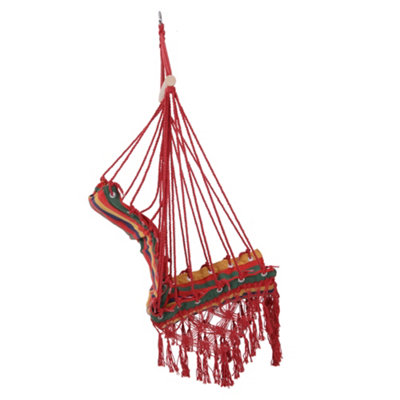 Outsunny Hammock Chair Swing Colourful Striped Seat Porch Indoor Outdoor Hanging - 9