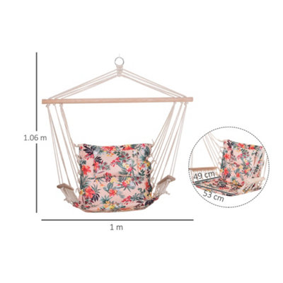 Outsunny Hammock Hanging Rope Chair Swing  Cushion 105KG Max Multicolor - 3
