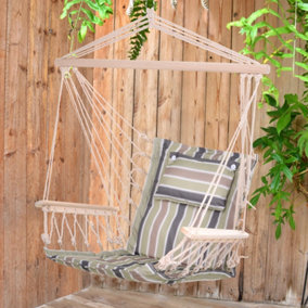 Outsunny Hammock Hanging Rope Chair Swing w/ Cushion 120KG Max Multicolour