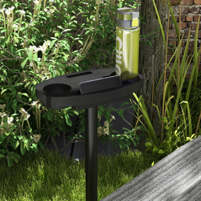 Outsunny Hammock Stand with Side Tray, Steel Frame Hammock Stand, Black