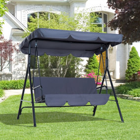 Outsunny Hammock Swing Chair 3-Seater Patio Bench Garden Grey Outdoor