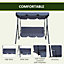 Outsunny Hammock Swing Chair 3-Seater Patio Bench Garden Grey Outdoor