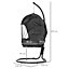 Outsunny Hanging Egg Chair Swing Hammock Chair  Stand Retractable Canopy Grey