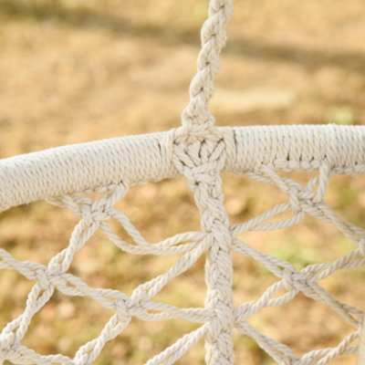 Outsunny Hanging Hammock Chair Macrame Seat for Patio Garden Cream White - 5