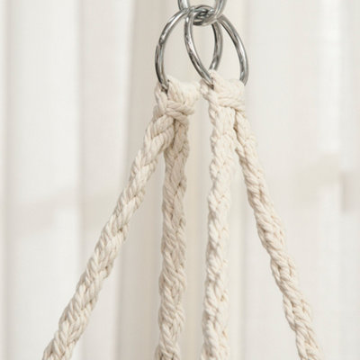 Outsunny Hanging Hammock Chair Macrame Seat for Patio Garden Cream White - 8
