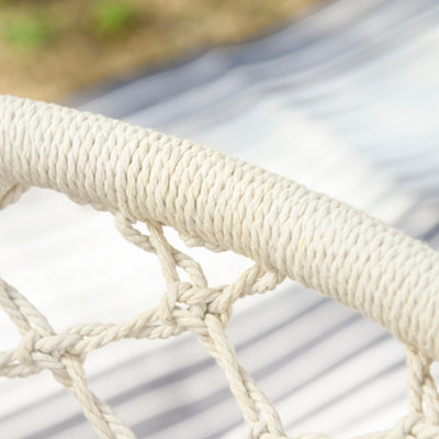 Outsunny Hanging Hammock Chair Macrame Seat for Patio Garden Cream White - 9