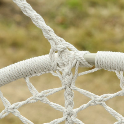 Outsunny Hanging Hammock Chair Macrame Seat for Patio Garden Cream - 8