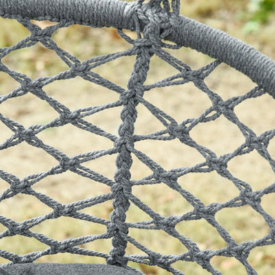 Outsunny Hanging Hammock Chair Macrame Seat for Patio Garden Grey - 9