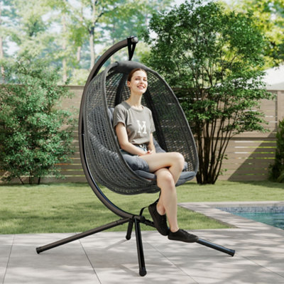 Outsunny Hanging Swing Chair w/ Thick Cushion, Patio Hanging Chair