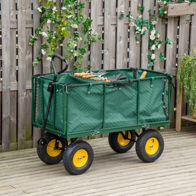 Outsunny Heavy Duty Garden Cart Truck Trolley Wheelbarrow Trailer