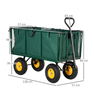 Outsunny Heavy Duty Garden Cart Truck Trolley Wheelbarrow Trailer - 3