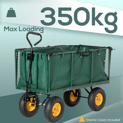 Outsunny Heavy Duty Garden Cart Truck Trolley Wheelbarrow Trailer - 4