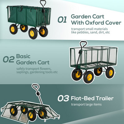 Outsunny Heavy Duty Garden Cart Truck Trolley Wheelbarrow Trailer - 5