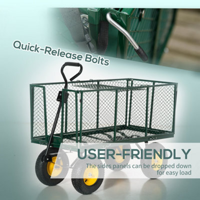 Outsunny Heavy Duty Garden Cart Truck Trolley Wheelbarrow Trailer - 6
