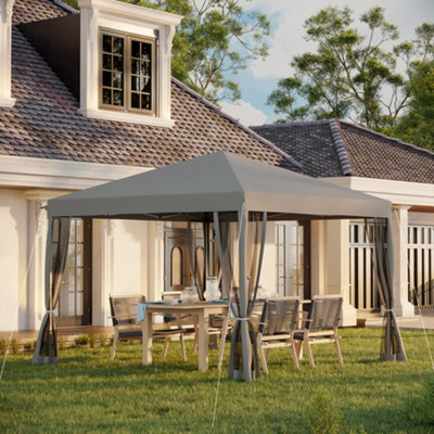 Outsunny Heavy Duty Pop Up Gazebo with Removable Mesh Sidewall Grey