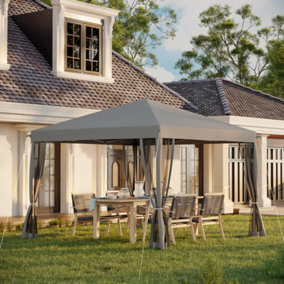 Outsunny Heavy Duty Pop Up Gazebo with Removable Mesh Sidewall Grey