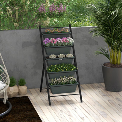 Outsunny Indoor Outdoor Vertical Raised Garden Bed with 5 Removable Tray