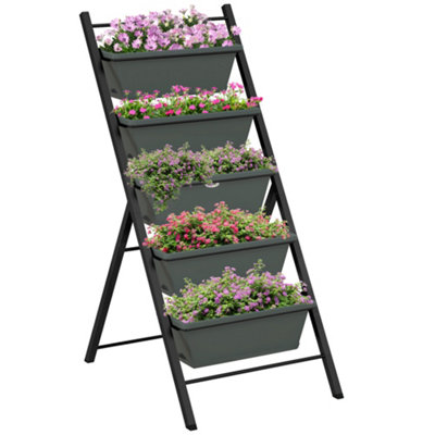 Outsunny Indoor Outdoor Vertical Raised Garden Bed with 5 Removable Tray