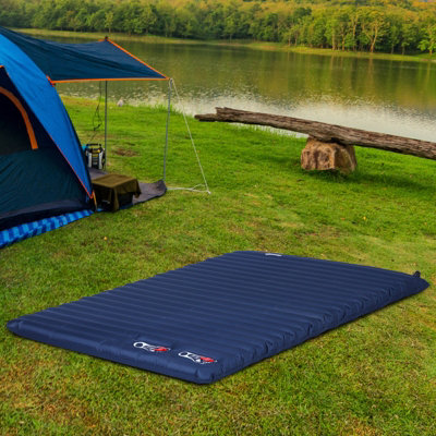 Outsunny Inflatable Bed Double Mattress Camping Sleeping Outdoor Travel Blue