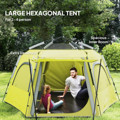 Spacious 4-8 Person Camping Tent, Easy Set Up, Green - Outsunny main image 1